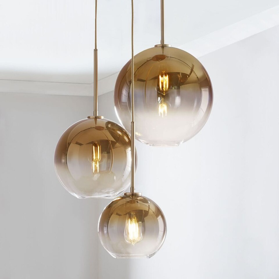 Sculptural Glass 3Light Globe Chandelier Metallic Ombre West Elm UK